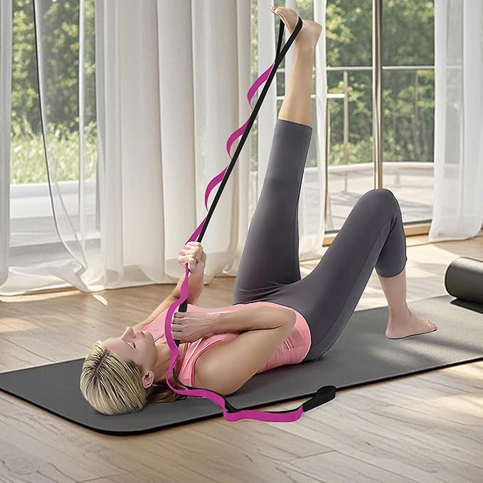 Yoga Strap for Stretching, 12 Loops Multi-Loop Strap, Non-elastic Band Stretch Strap for Yoga, Exercise, Physical Therapy, Pilates, Dance and Gymnastics with Carry Bag