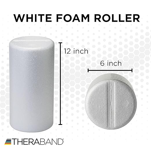 THERABAND Pro Foam Roller, 6" x 12" Round; White Back Roller, Compact 6 Inch Diameter for Deep Tissue Massage, Physical Therapy, Myofascial Release, Core Stabilization