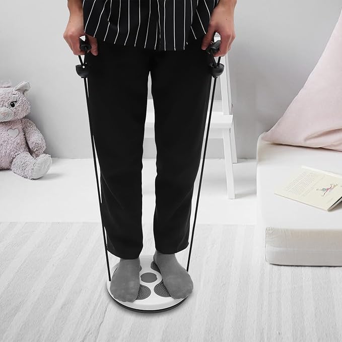 BESPORTBLE Home Use Waist Twisting Disc with Pull Rope, Plastic Slimming Massage Board for Abdominal Exercise and Core Training, Gray Wriggled Plate Suitable for Fitness and Aerobic Workouts