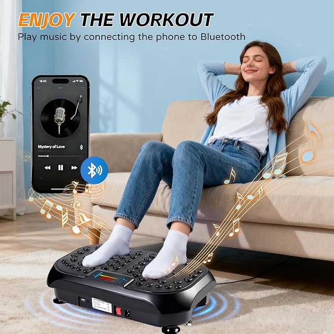 Vibration Plate Exercise Machine, Vibrating Plate for Lymphatic Drainage, Full Body Vibration Plate Fitness Platform Stand Board Shaker, Workout Vibrate Waver Sport Gym Gifts for Weight Loss Women Men