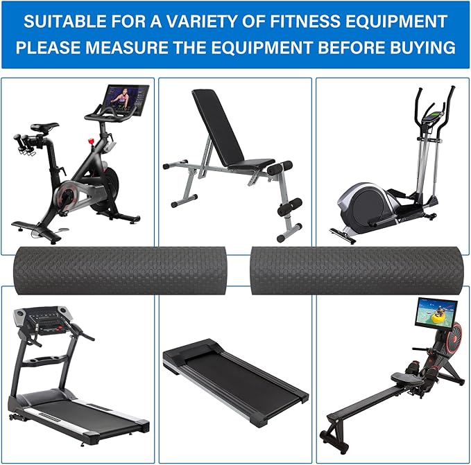 2PCS Fitness Equipment Mats and Floor Protector, Non-Slip Mat Rowing, Rowing Machine Bike Mat for Carpet & Hardwood Floors, Exercise Bike Mats (Two Pieces:36 * 12 inch)