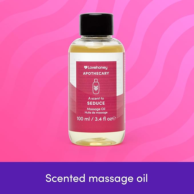 Lovehoney Apothecary Seduce Massage Oil 100ml - Sensual Massage Gel for Couples - Relaxing Body Massage Oil with Vanilla, Jasmine & Amber Notes - Vegan Friendly