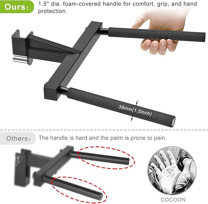 Kipika Y-Shaped Dip Bar for Power Cage with 5/8" or 1" Hole - Dip Bar Attachments for Home Gym - Heavy Duty Power Rack Attachments - Squat Rack Accessories for Strength Training