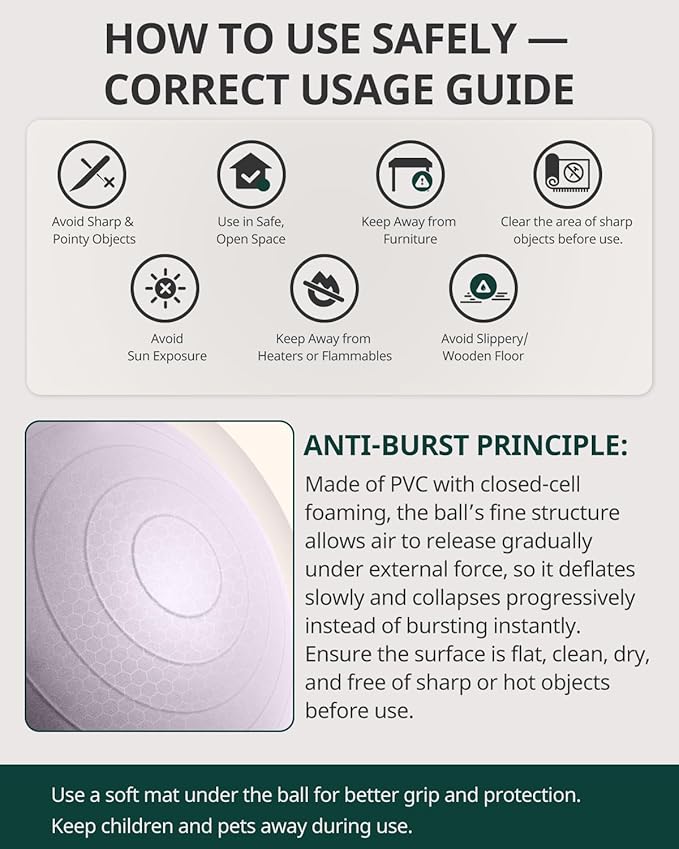 Trideer Exercise Ball Yoga Ball,Office Seating & Balance Ball Chair, Stability Ball for Pilates, Physical Therapy,Core Training & Balance Improvement & Stretching