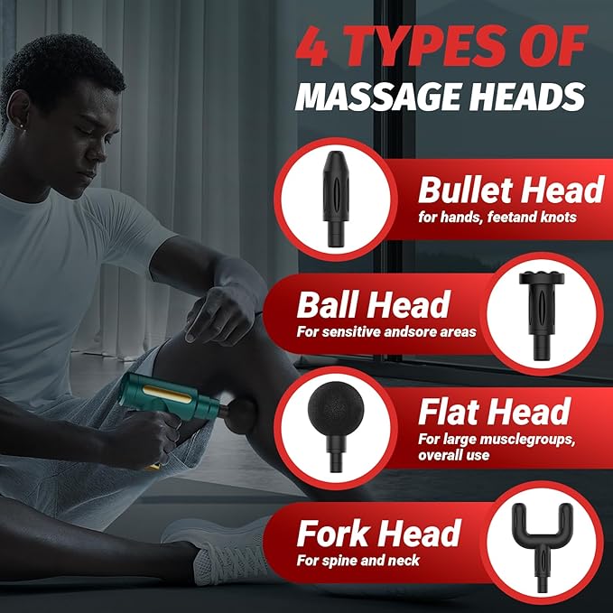 Massage Gun, Small Travel Tool, Massage Gun Deep Tissue,Percussion Handheld Portable Muscle Massager Tool for Full Body Pain Relief, Ideal Gifts for Men, Women(Green)