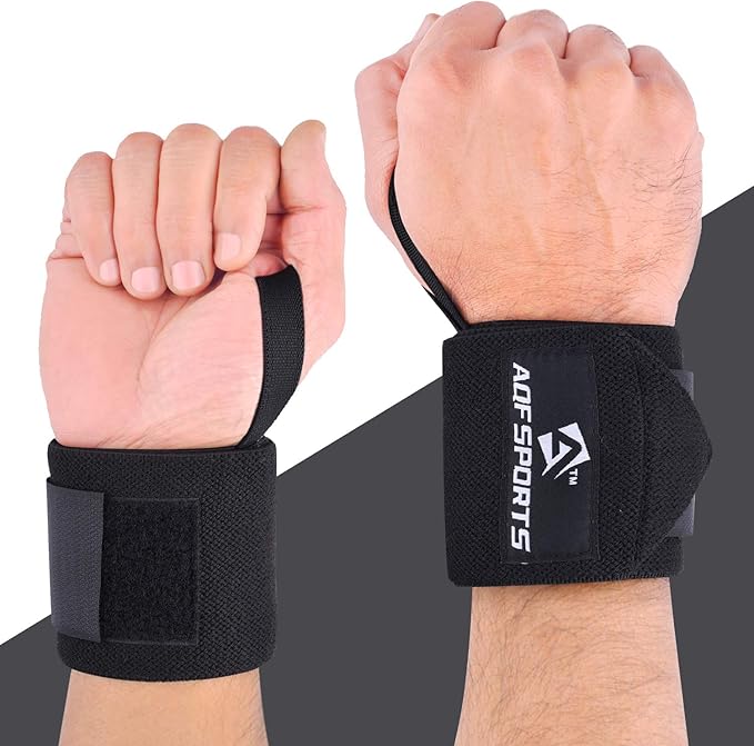 AQF Wrist Wraps for Weightlifting - USPA & IPL Approved 18" Gym Wrist Support with Thumb Loop - Heavy Duty Lifting Wrist Straps for Fitness, Workout, Powerlifting, & Bodybuilding (Pair)