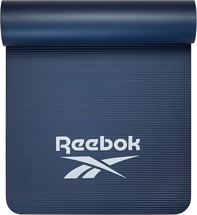 Reebok Pro 10mm Extra-Thick Yoga Mat, 72" x 24" with Easy Carry Strap, Large Non-Slip Exercise Mat with Ridged Base for Home Workout, Pilates, Floor Exercises & Outdoor Training