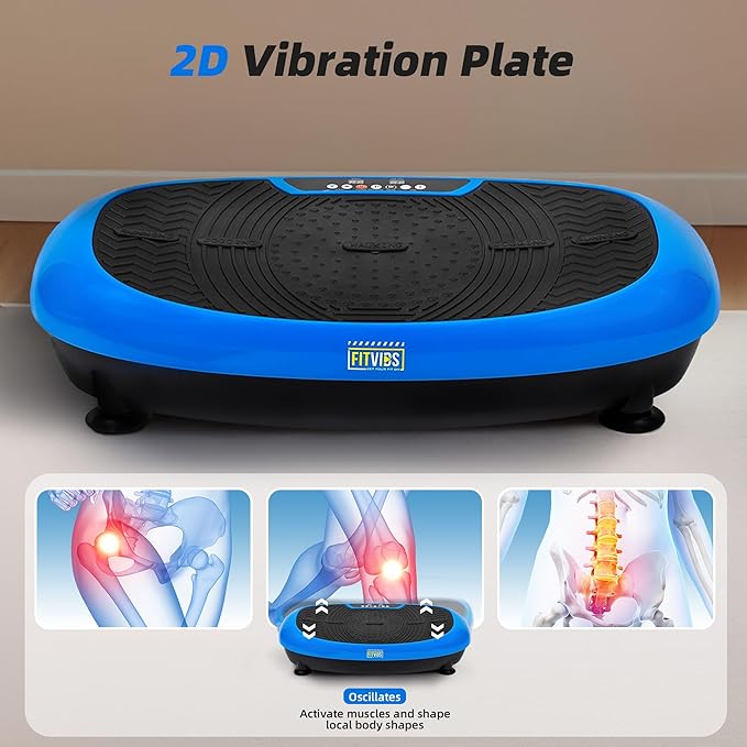 Fitvids Vibration Plate Exercise Machine Workout Vibration Fitness Platform with Resistance Loops and Resistance Band,Various Sizes