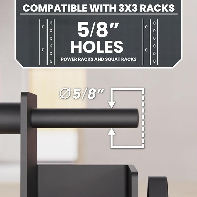 Synergee Dip Handles for Power and Squat Racks. Dip Stand Compatible with 2x2, 2x3, and 3x3 Racks. Dip Bars for Tricep Dips, Bodyweight Training, and Upper Body Workouts