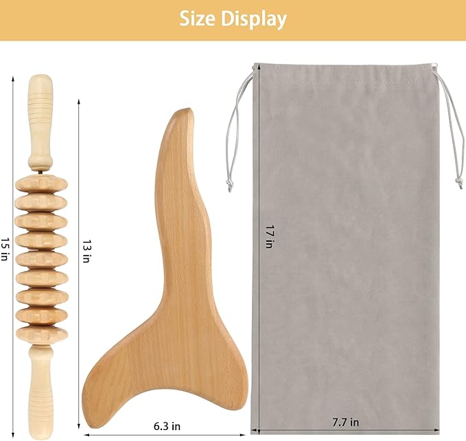 2 Pcs Wooden Gua Sha Tools Lymphatic Drainage Tool, Machomby Wood Therapy Massage Tools Manual Gua Sha Tools Anti Cellulite Massage Tool for Gua Sha Massage, Maderotherapy, Body Sculpting