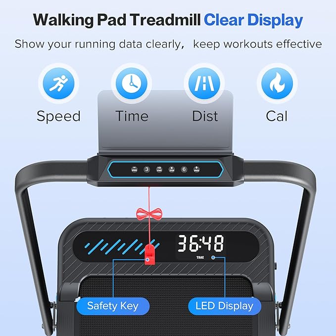 Foldable Treadmill with 10% Incline, 4 in 1 Compact Walking Pad Treadmill with Handle Bar for Home Small Spaces, 3.0HP Portable Quiet Under Desk Treadmills, 320LBS Capacity, Smart APP, LED Display