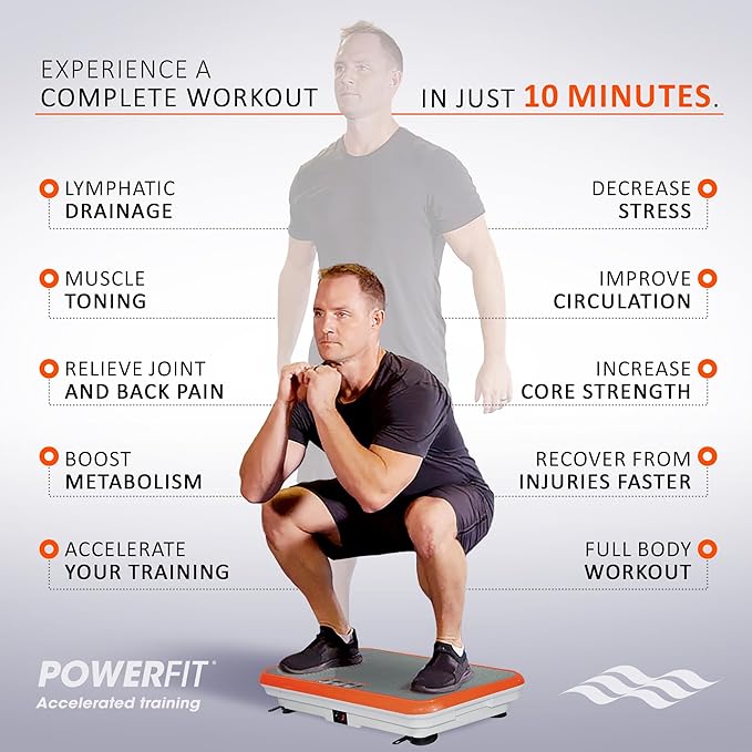 Powerfit Vibration Plate Exercise Machine - Waver Full Body Vibration Platform for Weight Loss & Lymphatic Drainage