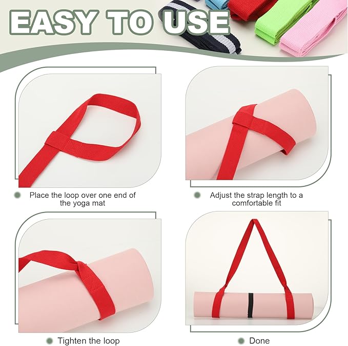 Yoga Mat Straps for Carrying, Adjustable Exercise Mat Sling Holder Multi Purpose Mats Carrier