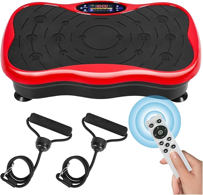 Vibration Plate Exercise Machine for Lymphatic Drainage, Whole Body Vibration Platform with Remote & Resistance Bands, 300 lbs Capacity, Home Gym Equipment for Weight Loss, Toning
