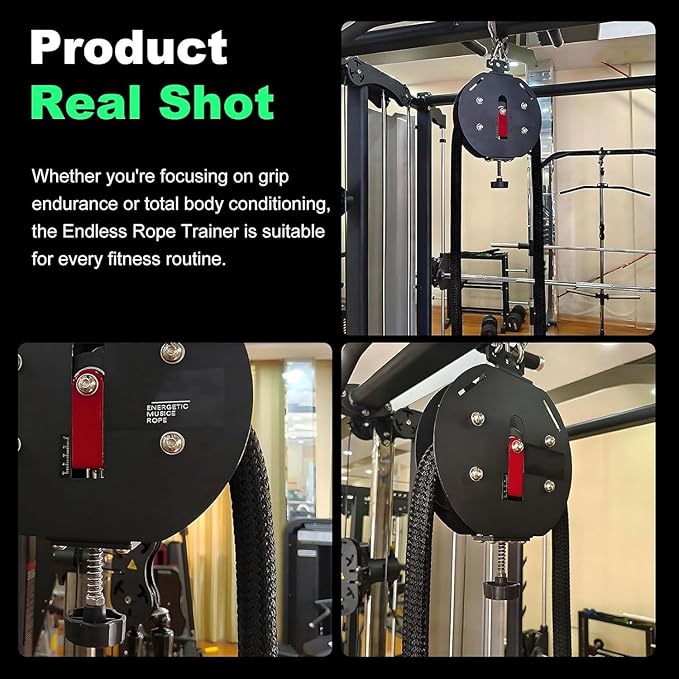 Endless Rope Trainer Machine, Arm Workout Equipment with Adjustable Resistance, Integrates Pulley Rope Puller Fitness String Trainer & Resistance Training Machine for Home Gym Versatility