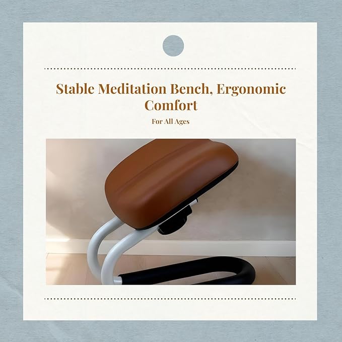 Ergonomic Meditation Bench, Folding Kneeling Stool for Prayer and Stretching,Comfortable Padded Seat, Wooden Chair for Adults and Kids, Non-Slip Stable Design for Home, Studio, and Tea Ceremony