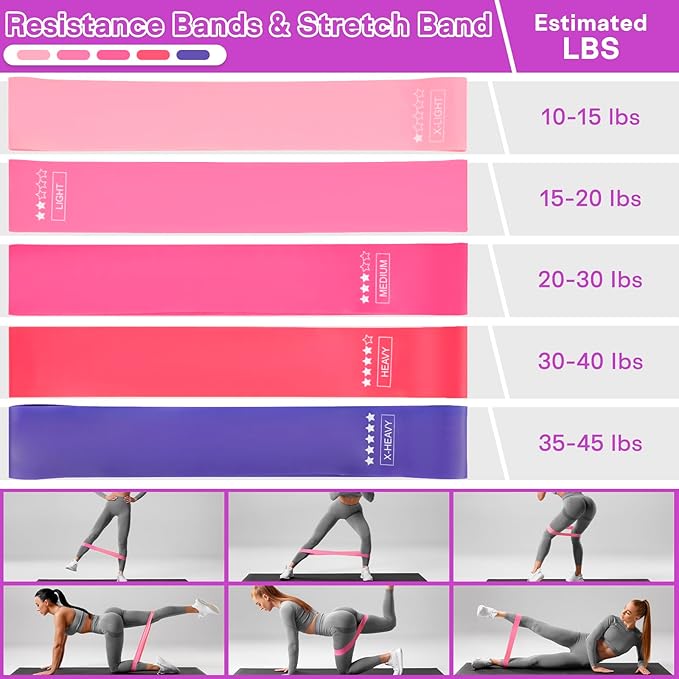 Pilates Ring Ball Equipment Kit - 27Pcs, 12" & 14" Magic Circle Workout Rings, 9.8" Exercise Balls, Workout Cards, Resistance Bands, Women Yoga Essentials Set for Beginners, Home Reformer Accessories