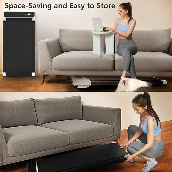 Walking Pad 2 in 1 for Walking and Jogging, Under Desk Treadmill for Home Office with Remote Control, Portable Walking Pad Treadmill in LED Display