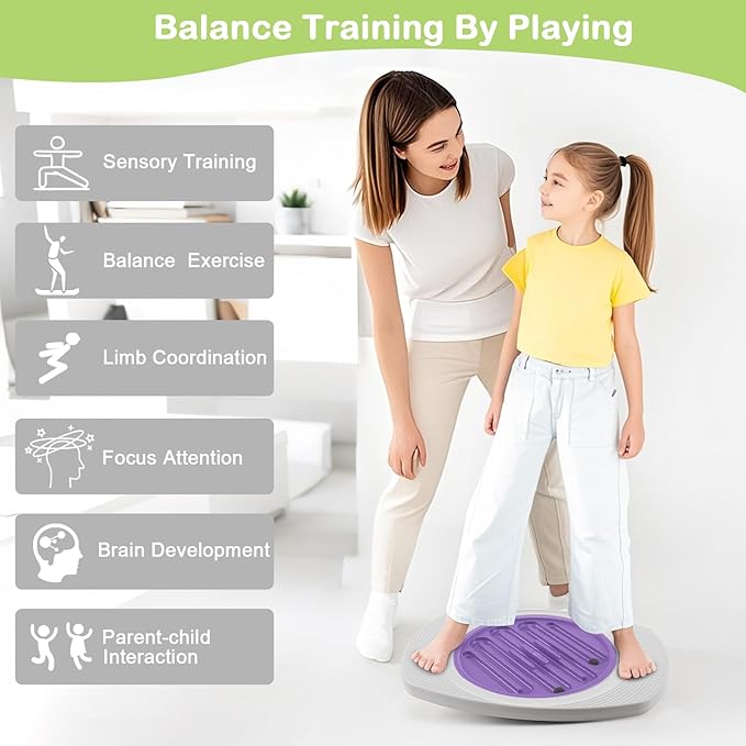 Balance Board with Maze for Kids, 20 inch Labyrinth Wobble Board Rocking Seesaw Sensory Training with 2 Balls & 2 Replacement Labyrinth Disks, Non-Slip Pedals Indoor Outdoor for Boys Girls