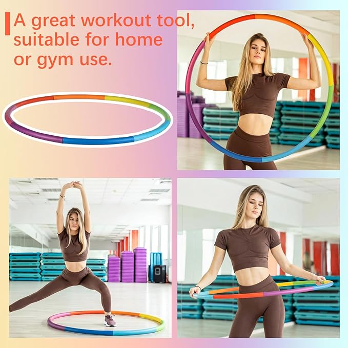 Exercise Fitness Hoop for Women 37 Inch Removable Adjustable Weighted Hoop Suitable for Adult Weight Loss and Home Fat Burning Exercise Workouts Gym