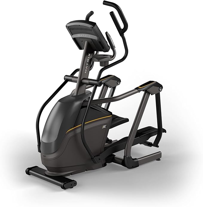 Matrix Fitness E50 Elliptical with XIR | 16" Touchscreen (WiFi+BT+HDMI) | Low Impact Workouts, Full Body Cardio, High Calorie Burn | Space Saving Compact Design, Suspension Elliptical
