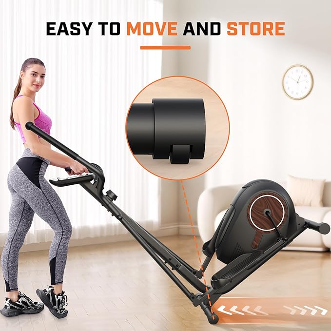ANCHEER Elliptical Exercise Machine, Elliptical Trainer for Home Gym, Exercise Equipment 500Lbs Max Weight, Ultra-Silent Elliptical Machine, with Smooth 14 Resistance Levels & Pulse Rate Grips