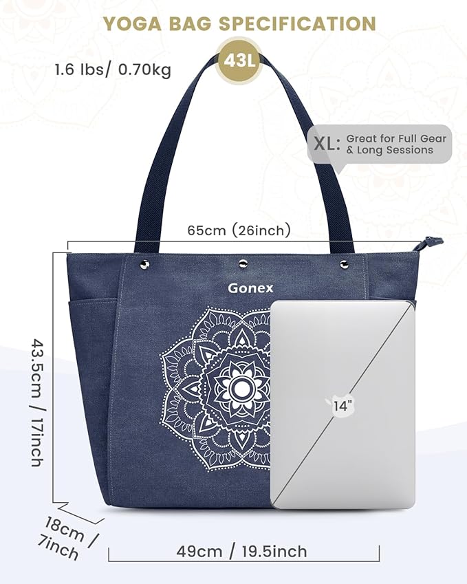 Gonex Yoga Mat Bag, Yoga Gym Bag Tote Bag with Multi Pockets For Women Men, Canvas Yoga Mat Carrier Take in Out Mat Easily For Pilates Travel Workout Office