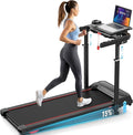 Treadmill with Desk Workstation & Adjustable Height, 450 lbs Weight Capacity, Folding Incline Treadmill with Handle Bar, Portable Ultra-Quiet 3.5HP Walking Pad Treadmill with Desktop for Home Office