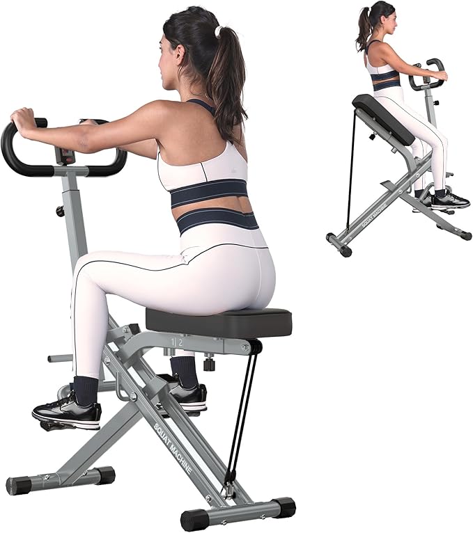 Squat Machine for Home Gym, Squat Rowing Machine with Adjustable Resistance and Optional Full Motion, Squat Assist Trainer for Glutes