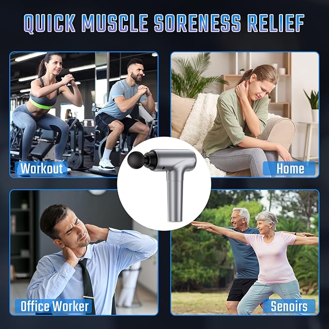 cotsoco Massage Gun Deep Tissue, Muscle Massage Gun with 9 Attachment Heads 20 Speeds & Silent Brushless Motor for Pain Relief, Handheld Percussion Back Massager Gun for Athletes