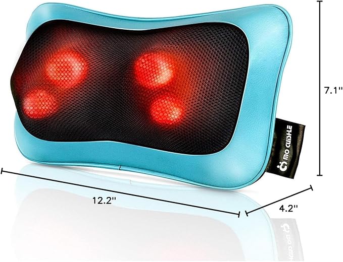 Mo Cuishle Shiatsu Back Massager with Heat – 3D Kneading Neck and Shoulder Massager for Back Pain Relief – Electric Massage Pillow for Home, Office & Car – Mother’s Day Gifts for Mom, Women, Men, Dad