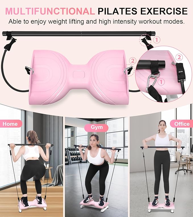 Waist Twist Machine Exercise,Ab Twist Board with Pilates Bar & Resistance Bands,Noiseless Ab Workout Machine For Women&Men Burn Fat,330 Lbs Capacity Fitness Exercise Equipment For Home.
