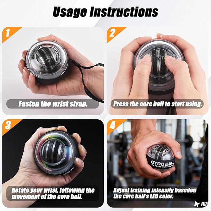 LUMIXA Wrist Ball 2025 - Auto-Start Gyroscopic Hand Exerciser Ball for Wrist & Forearm Strengthening, Gyro Ball Muscle Rehabilitation Therapy