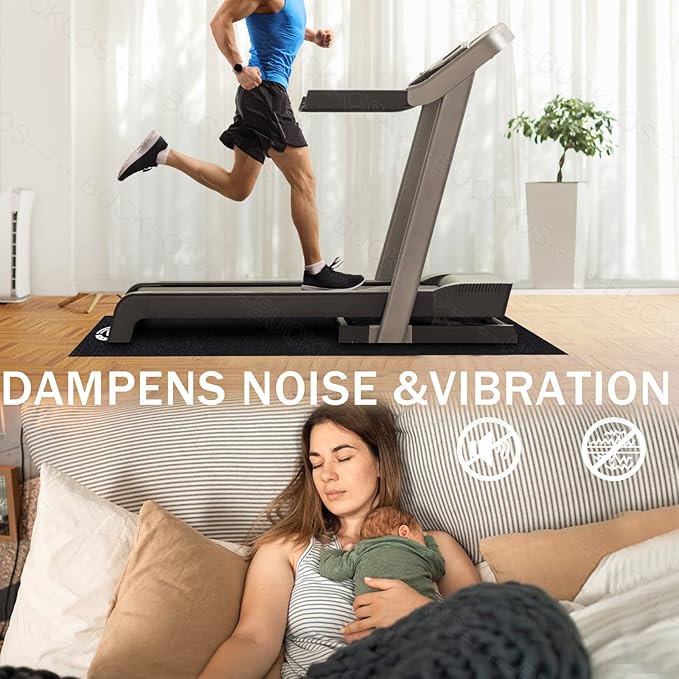 BUCKLOS Treadmill Mat for Carpet,for Hardwood Floors,36"x72",36"x84",1/5" Thick,Exercise Equipment Mat for Treadmill/Walking pad/Bike/Nordictrack Indoor Cycles,No Slip,Noise Shock Absorption