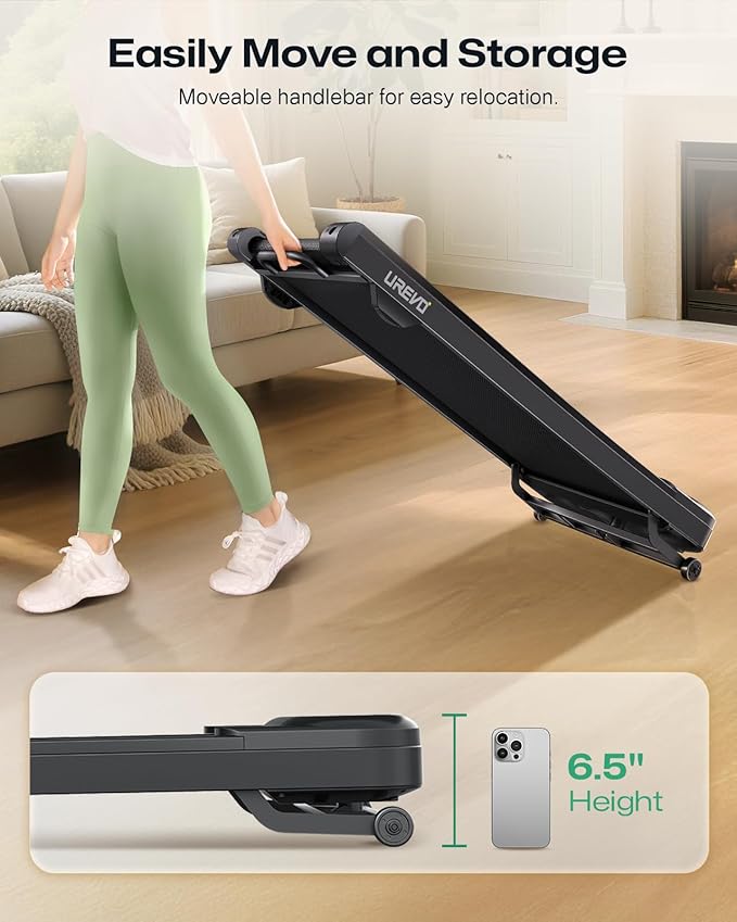 Smart Treadmill with 9% Auto Incline, Hiking and Running Walking Pad Treadmills for Home Office, Treadmill with UREVO APP, AI Powered Music Course, HIIT Programs Synced to Scenic Route, One-Click Mute