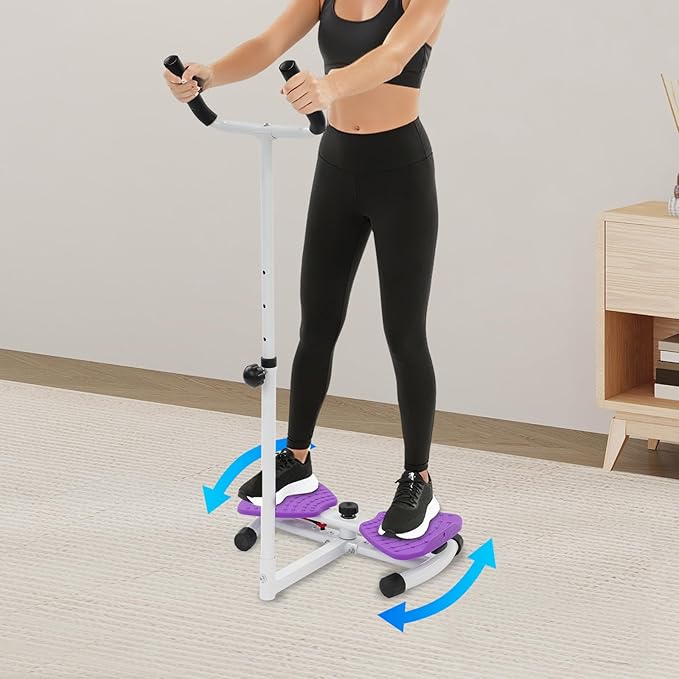 Waist Twister Board, Home-Gym Core Trainer with Handrail & Pull Cords, Noiseless 360° Ab-Twister Platform for Belly-Fat Burn, Strength & Balance Workouts, 330 Lbs Capacity