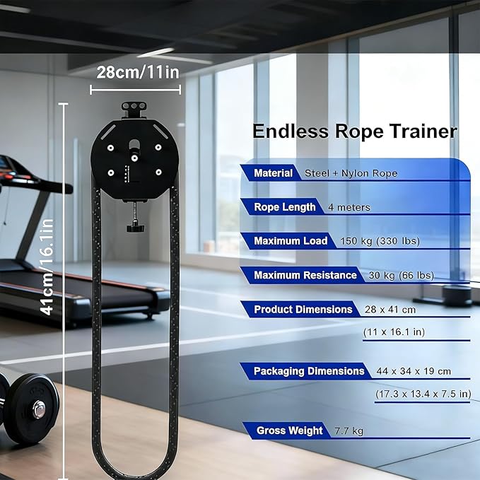 Endless Rope Trainer, Suspension Pulley Cable Machine with Adjustable Resistance, Pull Rope Fitness Training Equipment, for Physical Training
