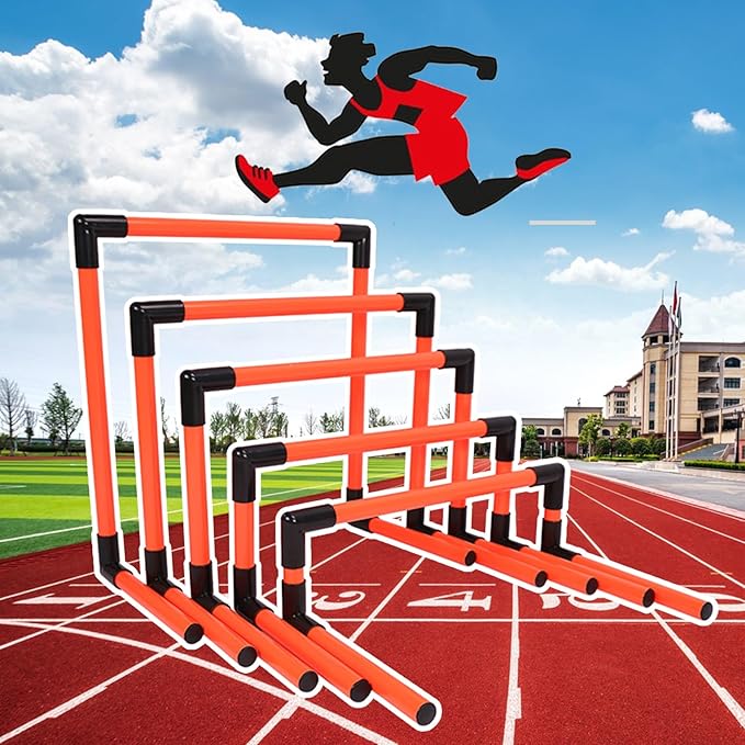 Pack of 5 Speed Agility Hurdles Training Equipment, Detachable Practice Hurdles for Track and Field, Portable Adjustable Football Hurdles Set (Red)
