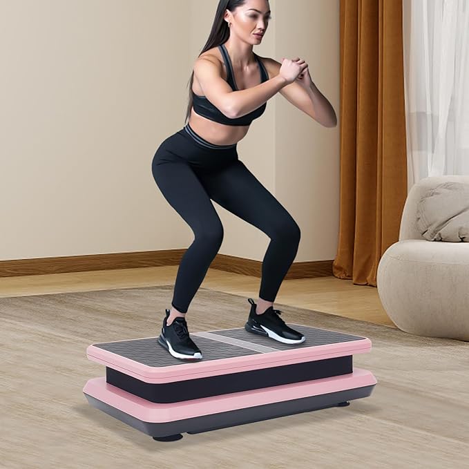 Vibration Plate Exercise Machine -Whole Body Workout Fitness Platform with Remote Control & Resistance Bands 1-99 Speed for Home Gym Whole Body Fitness