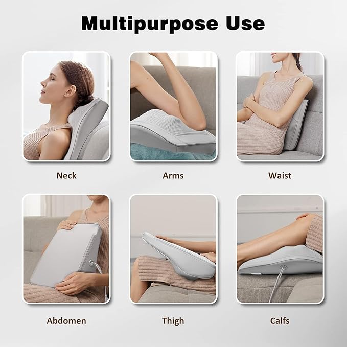 Boriwat Neck and Shoulder Massager with Heat, Shiatsu Massage Pillow with 3D Deep Tissue Kneading for Back Legs Foot Body Pain Relief,at Home Office Car, for Mom & Dad