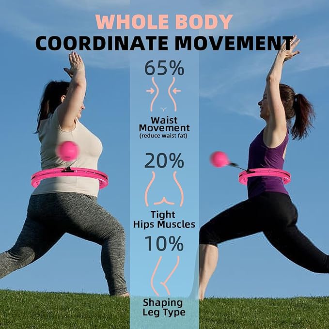 Weighted Hula Infinity Fitness Hoop for Adult Weight Loss, 2 in 1 Smart Fitness Workout Hula Circle Hoops with 28 Detachable Knots, Exercise Fit Hoop Suitable for Women and Beginners