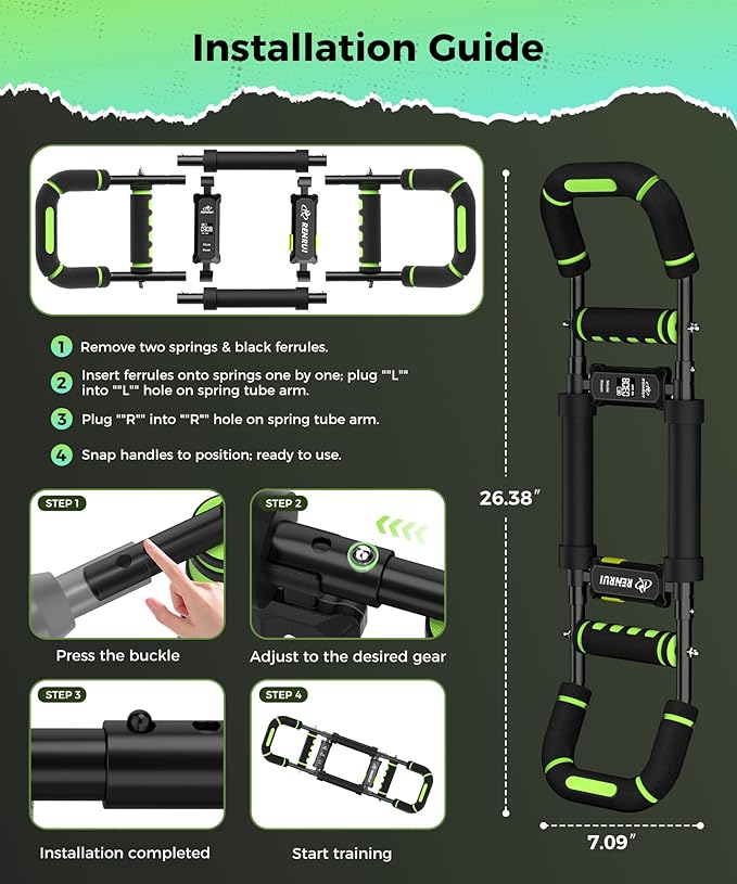 Twister Arm Trainer, Chest Workout Equipment for Men & Women Adjustable 5 Resistance Levels (40-130 lbs), Ergonomic Home Gym Strength Trainer with Anti-Slip Handles & Carry Bag