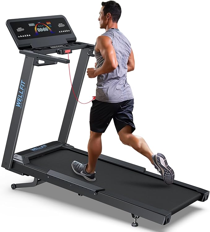 WELLFIT Auto Incline Treadmill, 15% Incline Heavyduty Treadmill with Pulse Sensor, 4.5HP, 10 MPH, 500 lbs Capacity, 20'' x 55'' Running Area Treadmills with Bluetooth Player & LED Display