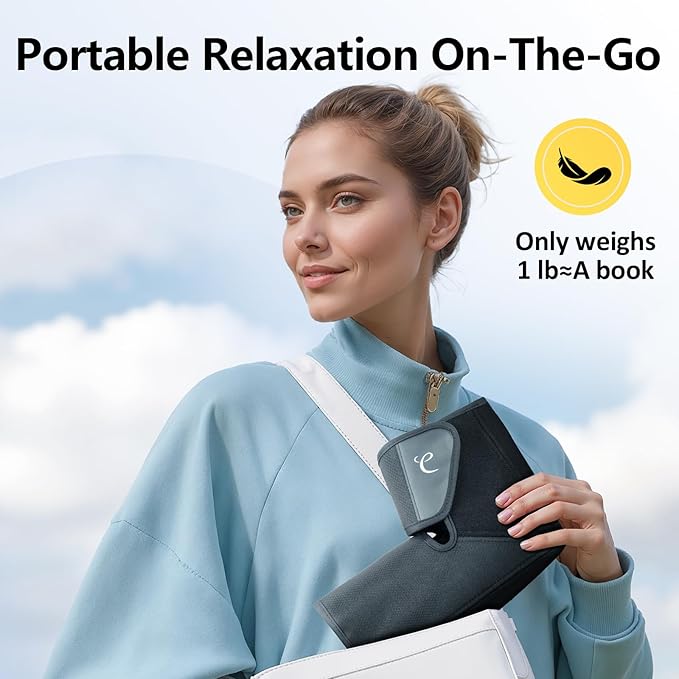 Comfytemp Air Compression Therapy Device K1007, Portable Foot Massager with Heat, Cordless Ankle Massage Boot for Pain Relief and Circulation, Ideal for Men Women Seniors (Fit Size 6 to 10)