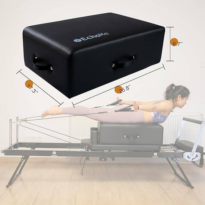 EchoMe Pilates Reformer Sitting Box, Pilates Reformer Accessory for Exercises (Soft Darker)