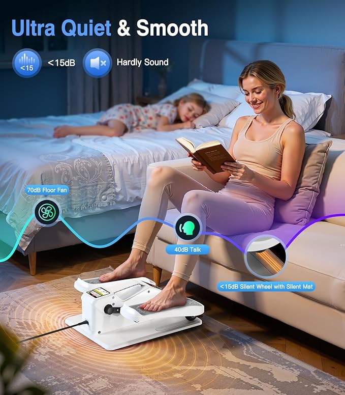 Portable Under Desk Elliptical Machine with Wireless Remote. 12 Manual & 3 Automatic Speeds. Pedal Ellipse Leg Exerciser. Leg Exerciser While Sitting for Seniors Adults Home Office