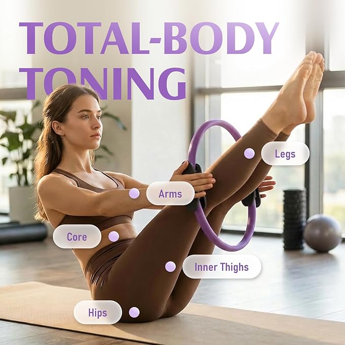 JKSHMYT Pilates Ring Fitness Circle for Women, Pilates Equipment – 14.5" Home Magic Exercise Workout, Better me Pilates Essentials Starter Set for Beginners Toning Shape Full Body