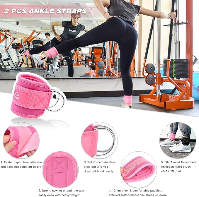 ATENTO 10Pcs Barbell Pad Set with Weight Lifting Belt, Thick Cushion Hip Thrust Pad for Bench Press, Lunges, Workout, Leg Exercise, Squat Bar Pad for Relief Pressure from Neck & Shoulder for Smith machine & Olympic Bars, with 2 Gym Ankle Straps, Hip Re...