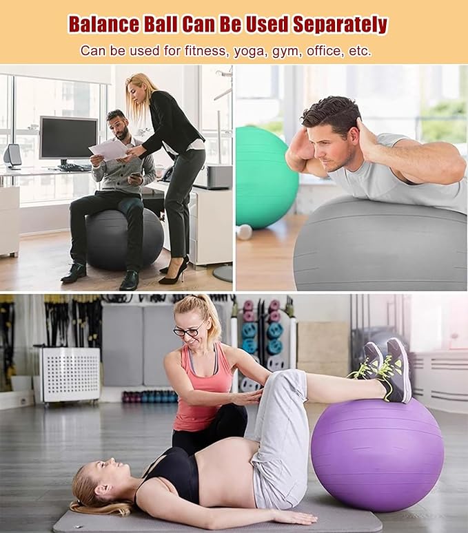 Yoga Ball Chair with Back Support - Ergonomic Posture Chair for Back Pain Relief, Physical Therapy & Exercise - Ideal for Teachers, Students, Workers, and Maternity Use