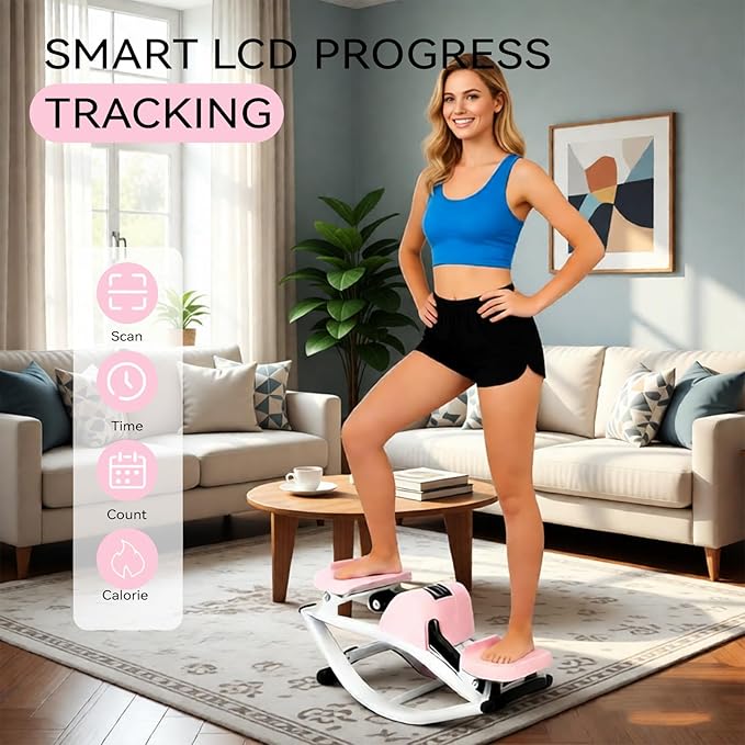Rock Stepper Side to Side – Lateral Stepper & Glute Trainer with Resistance Bands, Low Impact Side to Side Stepper for Home Exercise, Quiet Step Rocker Machine No Assembly 250LBS